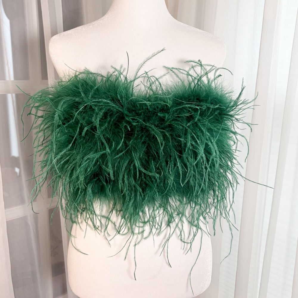 Fashion Nova Luxe Emerald Feathered Bustier